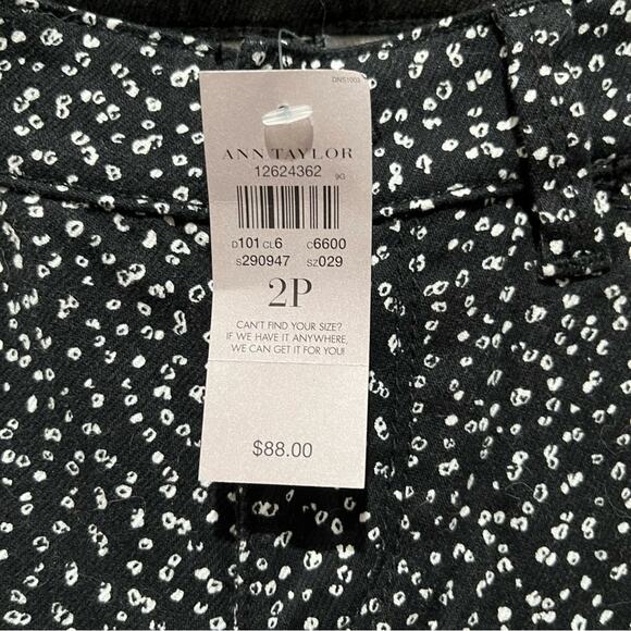 NEW Ann Taylor Modern Fit Straight Leg Slim Fit Mod Dot Black Jeans 2P NWT - Picture 8 of 16